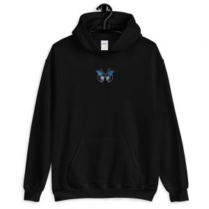 Blue Butterfly on Black Hoodie