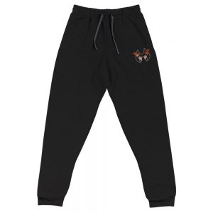 Orange Butterfly on Black Sweatpants